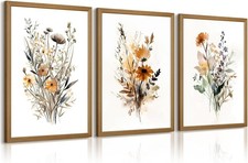 Botanical Wall Art Set of 3 Floral Wall Decor Prints Vintage Canvas Wall Art Wil