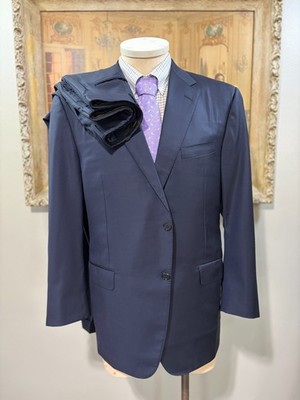 Custom made Hickey Freeman New York Traveler Worsted Wool 140's Suit 46 R - USA