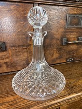 Waterford Style Crystal Glass Decanter with Stopper ~10" tall Vintage