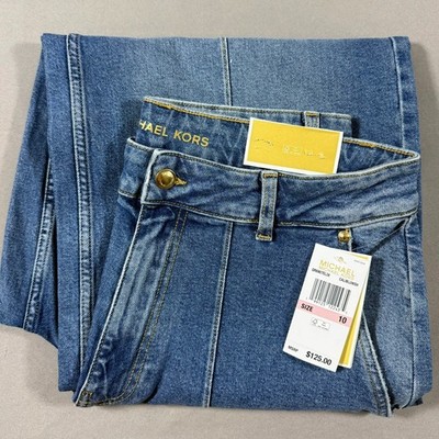 Michael Kors Carmen Wide Leg Jeans Women's US 10 Blue Denim High Rise NWT