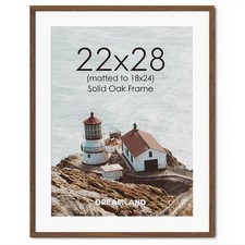22x28 Poster Frame with Mat for 18x24, USA-Sourced Natural Oak Wood Picture F...