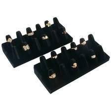 12 Finger Ring Display Black Velvet 8 1/4" 2Pcs