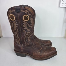 Ariat Heritage Roper Men  s Size US 11.5 D US Brown Leather Cowboy Boots READ