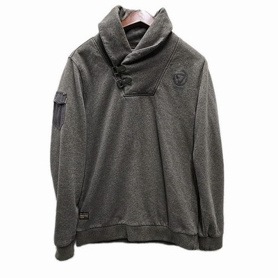 G-Star RAW Men's Gray Pullover Sweatshirt High Neck Buckle Logo Size M