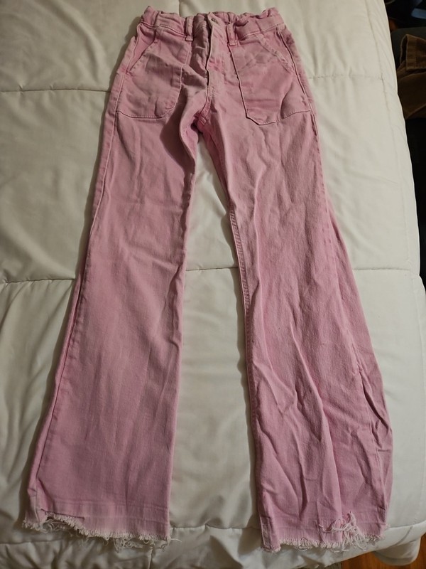 ZARA Pink distressed Frayed Hem High-Waisted Jeans size 11-12