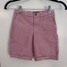 Boys 6 Polo Ralph Lauren Red/White Stripe Seersucker Shorts Adjustable Waist EUC