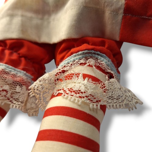 Vintage Raggedy Ann hausgemachte Stoffpuppe 15 Zoll braune Haare Handarbeit Kleidung Unikat - Bild 8 von 10
