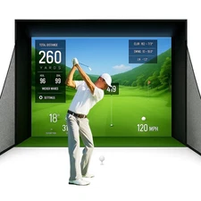 Golf Simulator Enclosure Nets 10 × 8 ft Indoor Golf Cage with Aluminum Frame