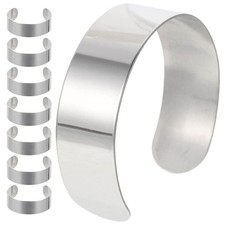 Milisten 8pcs Bracelet Blanks Stainless Steel Cuffs Hammered Silver