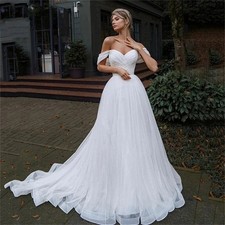 Elegant Sweetheat A-Line Off The Shoulder Wedding Dress Women Backless Pleat