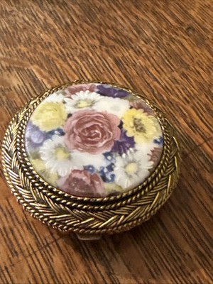 Vintage Max Factor Floral Fresco Compact Collectible Creme Puff Pressed Powder