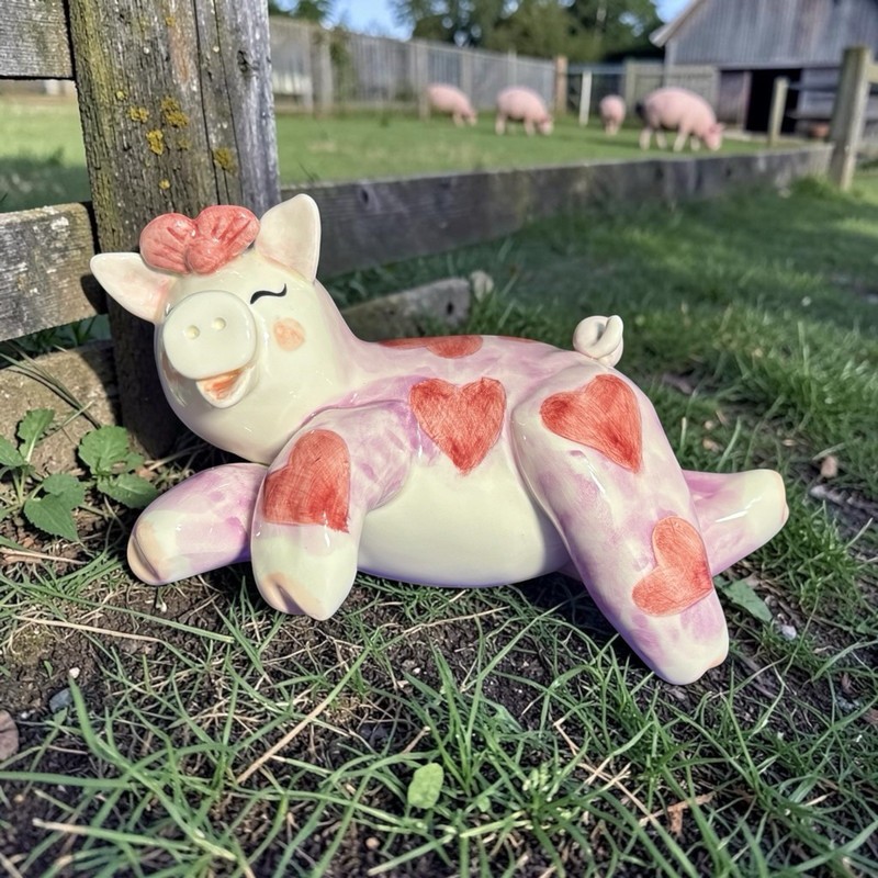 Amy Lacombe WhimsiClay Pig With Hearts