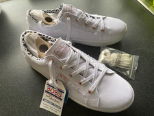 Skechers BOBS B Extra Cute Sneakers White Canvas Air Cooled Memory Foam UK 6 1/2