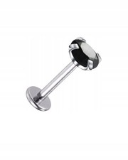 Silberner Labret Piercing Ohrring mit schwarzem Kristall 1,2/12/3 mm Helix Lobe