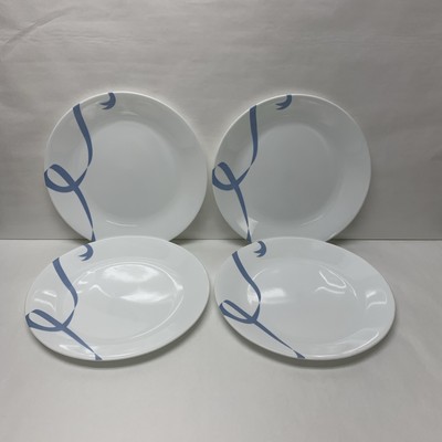 Corelle Vitrelle Blue Ribbons Dinner Plates Set USA