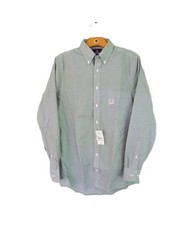 NWT Stafford Green White Micro Check Long Sleeve, Button-Down, Cool Max Shirt