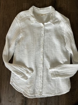 Xirena Beau Scout Shirt M Minimalist Oversize Coastal Capsule Button White