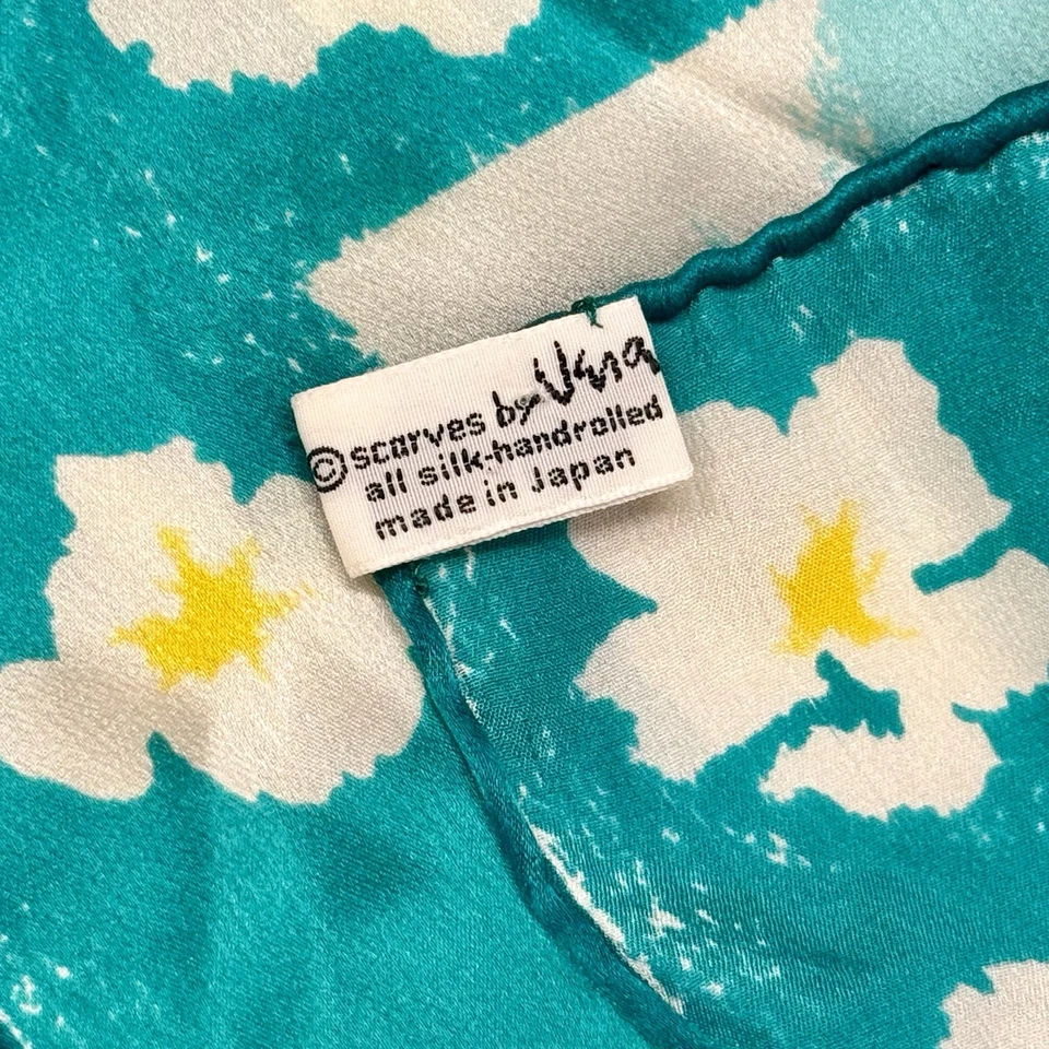 "Bufanda vintage de seda Charmeuse Vera Neumann retro mod margarita flores Dianthus 25""" Foto 2 de 4