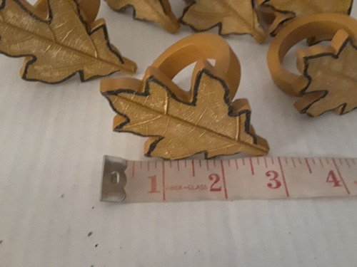 Anelli Tovagliolo Foglia Legno Resina Autunno Contorno Nero Ringraziamento - Foto 3 di 5