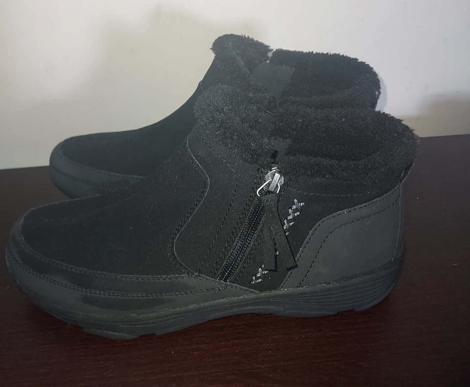 Easy Spirit Women's Ankle Boots 8.5M Suede Verry 2 Faux Shearling Comfort Black - Image 2 of 4