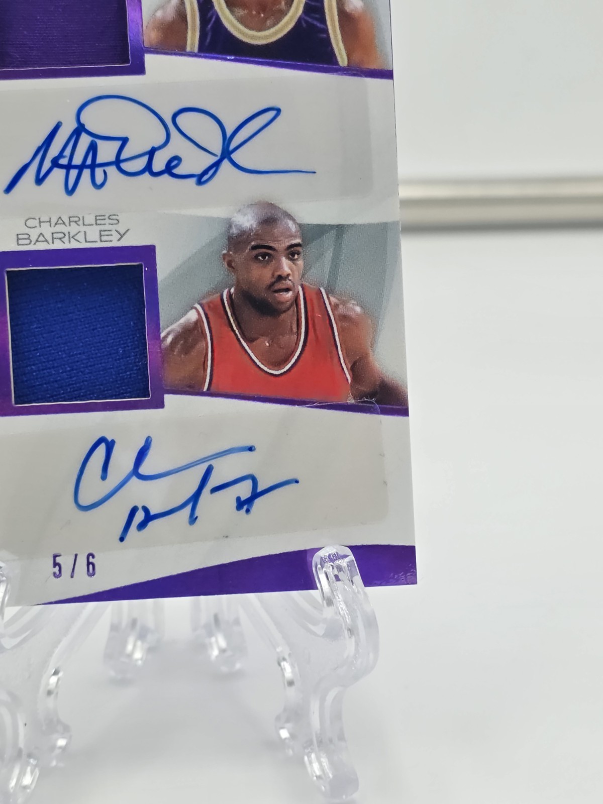 2025 Leaf In The Game Used Magic Johnson Barkley-Ewing-Rodman Quad Relic Auto /6 view 9