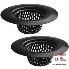 2 Pack - 2.25" Top / 1" Basket- Black Sink Strainer Bathroom, Utility, Slop,