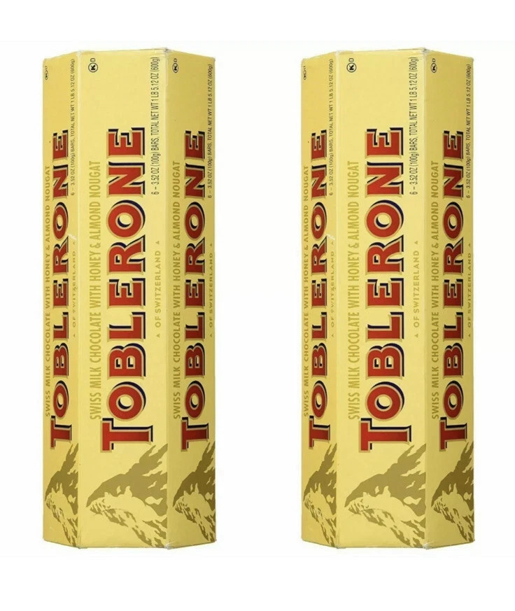 Toblerone Swiss Milk Chocolate 12 ct./3.52 oz each bar. 2x 6 Packs-Free Shipping