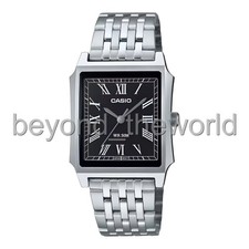 Casio MTP-B190D-1B Classic Tank Roman Dial Stainless Steel Dress Quartz Watch