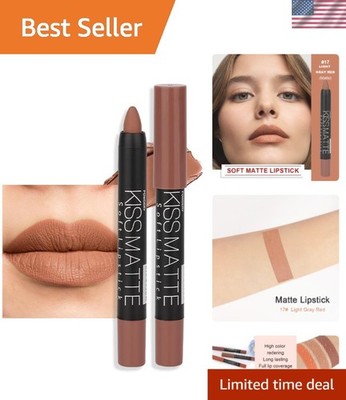 Long-Lasting Light Brown Lipstick & Lip Crayon Set - Waterproof & Cruelty-Free