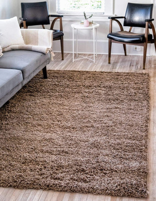 Sandy Brown Solid Shag Area Rug - 7'1'' x 10' Rectangle, Soft & Stylish