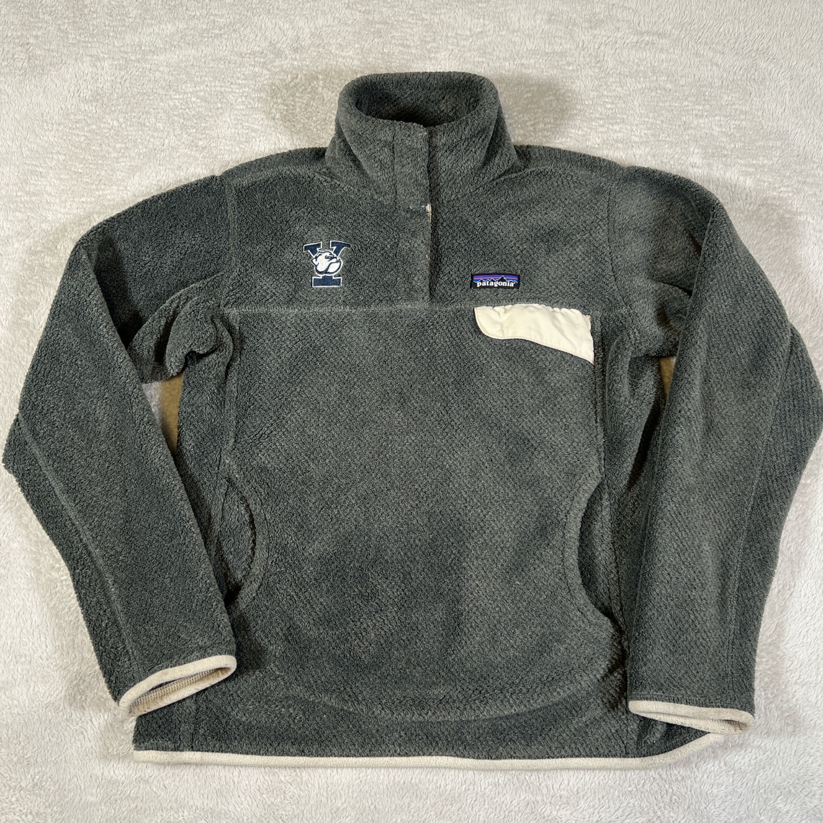 Patagonia Yale Bulldogs Retool Gray Fleece Snap T Pullover Jacket Women's Medium