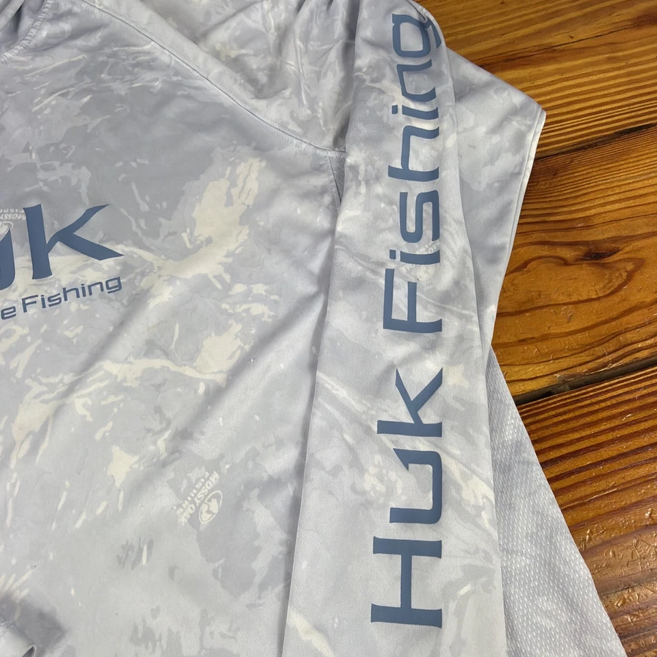 Camisa con Capucha de Pesca Huk Para Hombres Grande Mossy Oak Elements Hidro Manga Larga Foto 4 de 4