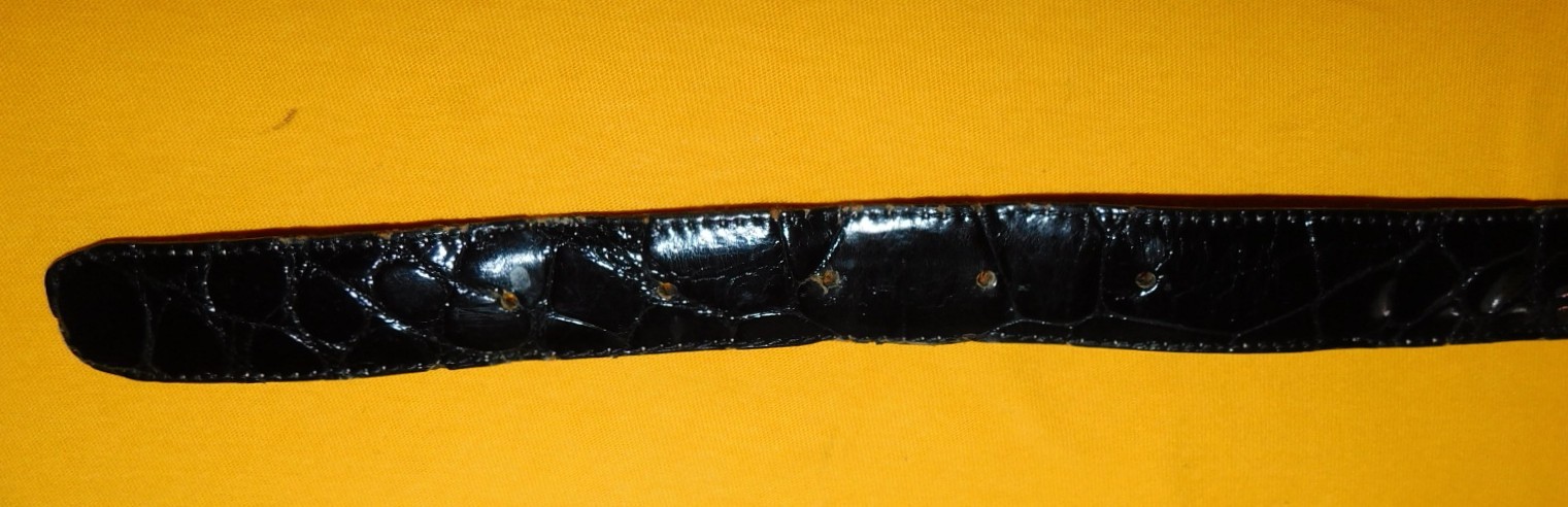 MEN'S MAURI MADE IN ITALY BLACK GENUINE ALLIGATOR SLIM BELT SIZE 32/80cm..