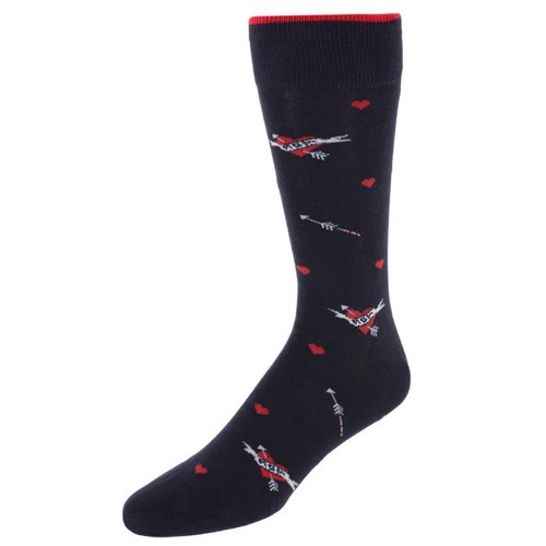 CTM Homme Tatouage Coeur Nouveauté Ras Coton Mélange Chaussettes (1 Paire) - Photo 1 sur 2