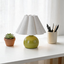 Durable Iron Desk Lamp with Pleated Shade for Office Workspace Illumination