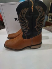 Rollda Kids Cowboy Boots for Boys Girls Western Square Toe Cowgirl Boots Size 6