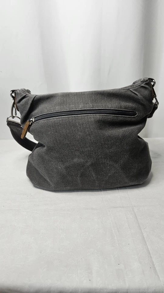 Travelon Anti-Theft Heritage Crossbody Bag Pewter Gray Leather Trim Travel - Image 4 of 4