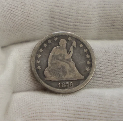 1876 US Seated Liberty Quarter 25c VG (Cleaned)