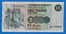 Scotland 1 Pound 1985 P-211c   Clydesdale Bank  Circulated Note D/DA 212800