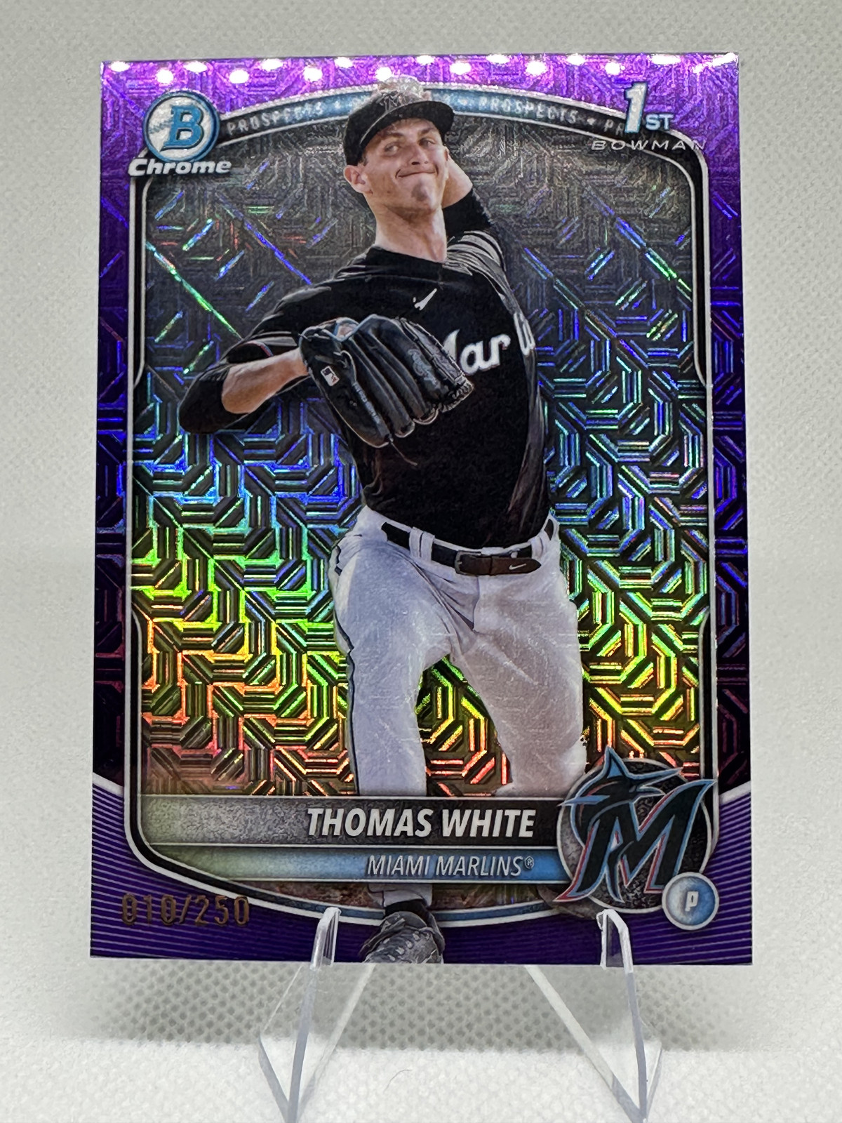 2025 Bowman Thomas White Chrome Mega Box Purple Refractor 1st #10/250