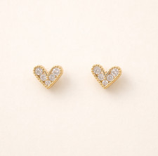 Tiny Heart Stud Earrings CZ Crystal 925 Silver Post 14K gold plated Women Gift