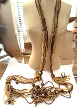 Vintage Unusual Tribal Flapper boho Glass Bead Necklace