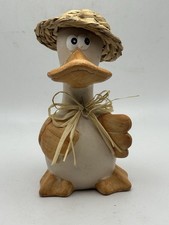 Ceramic Hobbyist Duck Figurine With Straw Hat 5.25  Tall