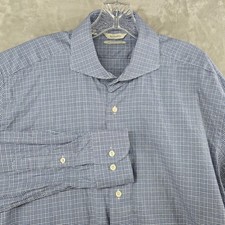SuitSupply Dress Shirt Mens 16.5 Blue Plaid Egyptian Cotton Long Sleeve