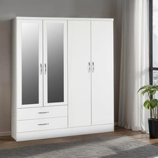 Nevada 4 Door 2 Drawer Wardrobe - White Gloss