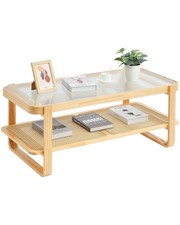 Rattan Coffee Table Rectangle Rattan Woven Wood Coffee Table Tempered Glas