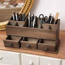 Primitivo organizador de escritorio de mesa con cajones de madera granja campo