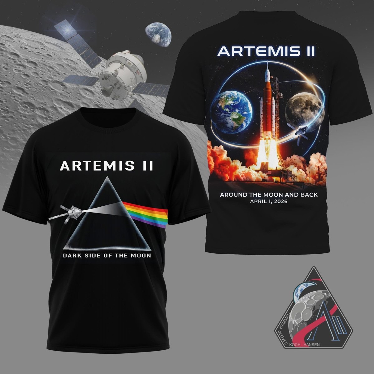 Artemis II Shirt Dark Side Of The Moon Pink Floyd Space Mission 