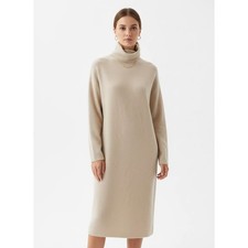 Zara Women’s Small Cream Fleece Mock Neck Midi Dress