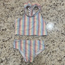 Baby Gap ruffle two-piece swimsuit candy multi-stripe pattern Size 5